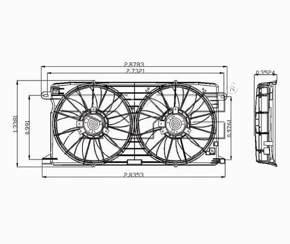 Conjunto de ventilador condensador y radiador doble TYC 621390 para 00-05 Aurora DeVille Foto 4 de 4