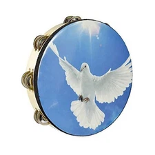 ENNBOM Tambourine Hand Bell Double Row Jingles Music Persuccion 10 Inch Dove