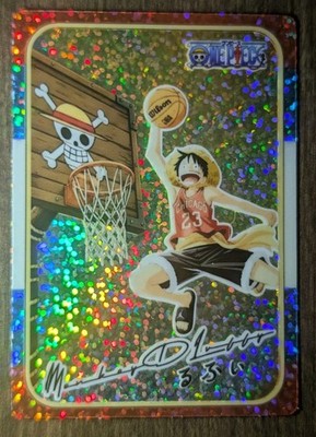 SP Michael Jordan x Monkey D Luffy RARE ONE PIECE Prism Jewel Sticker Vending  