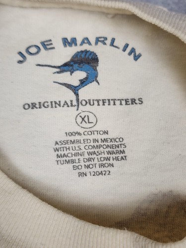 Joe Marlin Shirt Mens XL Cream Reel Action Mermaid Fishing Graphic Tee Unwind - Picture 16 of 17