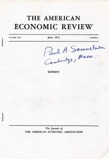 Paul A. Samuelson autograph NOBEL PRIZE in Economic 1970, printed scientific art