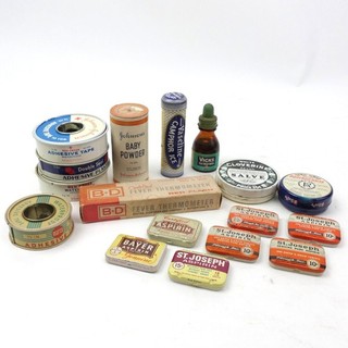 Lotto bottiglie e scatola medicinali farmacia farmacia vintage