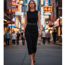 Stella McCartney Rhinestone Belted Column Dress size 42IT/8 US