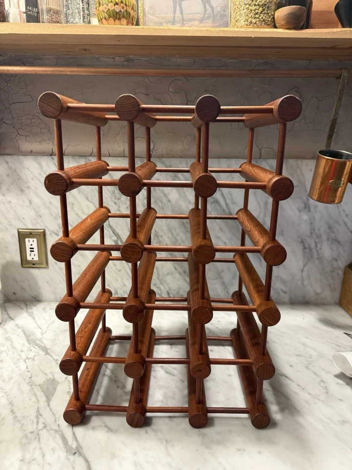 Vintage Nissen Langaa Denmark Teak Wine Rack Danish Mid Century Modern 16 Bottle - Image 2 of 2