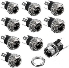 Hiletgo 10Pcs DC Power Supply Jack Socket Female Panel Mount Connector 3-Pin 5.5