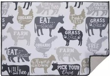 Kitchen Printed Microfiber Dish Drying Mat 14"x21" FARM ANIMALS PHRASES,Ritz