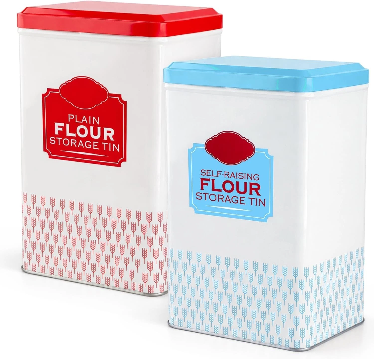 Set of 2 Flour Storage Containers Plain & Self Raising Flour Tin with Lid Metal
Opens in a new windo
