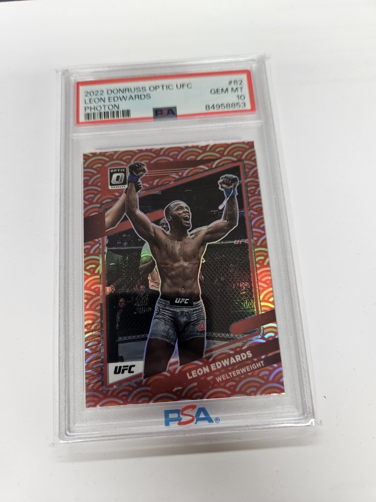 2022 Donruss Optic UFC Leon Edwards Photon CASE HIT #62 GEM MINT PSA 10 POP 2