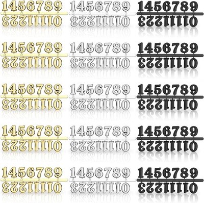 15 Sets Clock Numerals Kit in Black Silver Gold DIY Digital Clock Numbers Clock