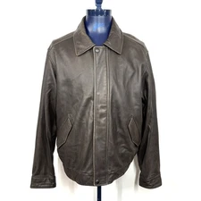 Eddie Bauer Brown Leather Bomber Jacket Men's XL