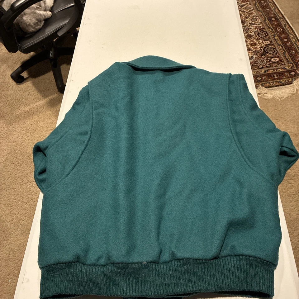 VTG PENDLETON US Men’s Medium Green Insulated Wool Bomber Jacket - Image 2 of 4