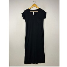 Minimalist tee Tahari Womens XS Black V-Neck Pocket Cuffed Sleeve Maxi Dress