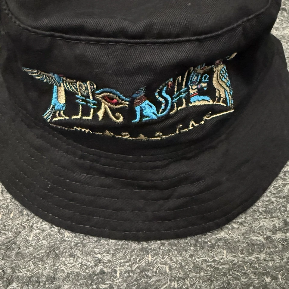 Sombrero Cubo Thrasher Hombres S/M Negro Jeroglíficos Patinador Egipcio Y2K Luna Búho Gato Foto 4 de 4