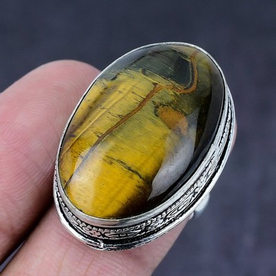 Tiger Eye Gemstone 925 Steling Silver Jewelry Ring Size 7 A467