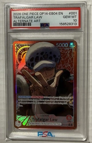 Trafalgar Law OP14-001 (AA) OP14-001 The Azure Sea's Seven Foil PSA 10