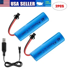 3.7V 1200mAh Li-ion Battery Rechargeable with USB Cable SM-2P Plug for RC Car