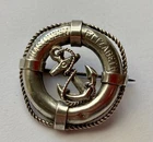 Royal Navy badge ww1 silver Lifebelt HMS Queen  Elizabeth sweetheart brooch