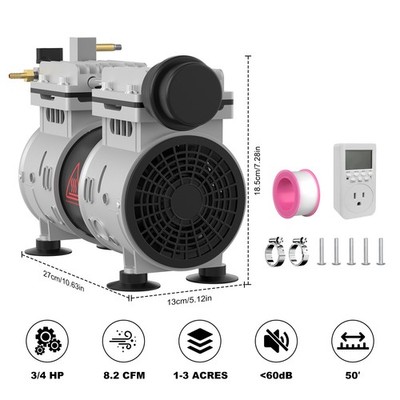AZZUNO 550W 8.2CFM Pond Aerator Pond Lake Pool Air Pump Powerful Hydroponic