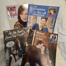 VINTAGE Knitting  Sweaters CRAFTS DIY VTG 4 booklets Leisure Arts & Knitnstyle