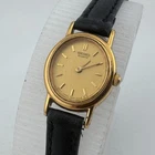 VTG Seiko Quartz Watch 1N00-5K39 Women Gold Tone Oval Leather Analog New Battery