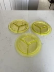 Vaseline Glass Divided Plate. Depression Era. Set of Three. Excellent Condition