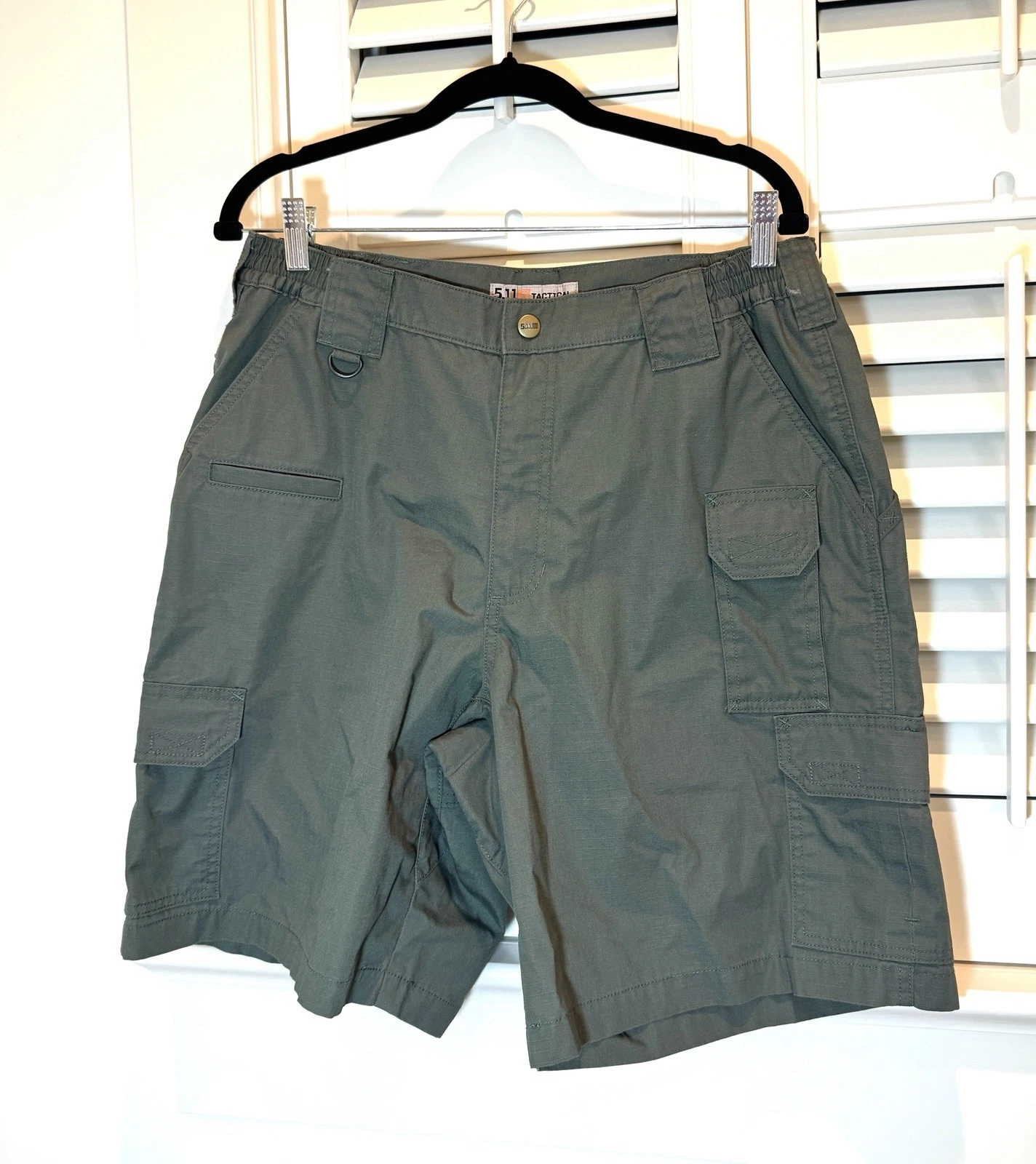 5.11 Tactical Cargo Shorts Men's 34 Green Utility Stretch Pockets Outdoor Hiking