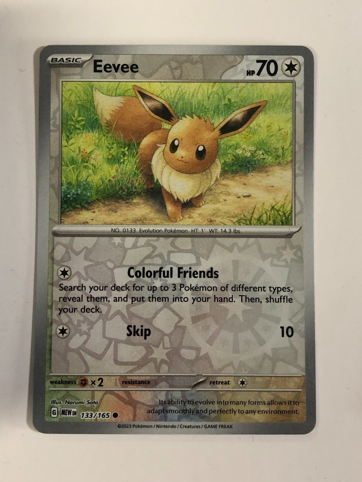 Pokemon TCG 151 Reverse Holographic Eevee 133/165 Near Mint