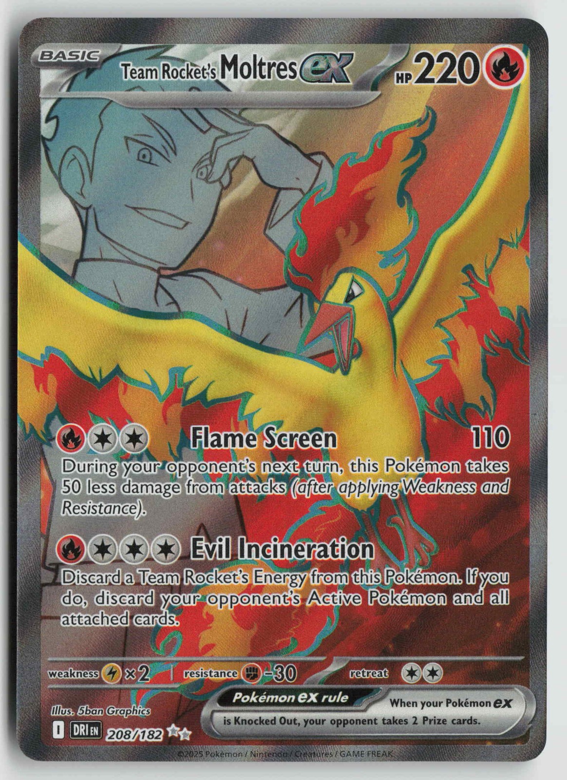 Team Rocket's Moltres ex Ultra Rare SV10: Destined Rivals 208/182 LP