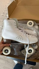PAPAISON Roller Skates Women Men White Quad Skates w/ Knee Elbow Pads Gift Set