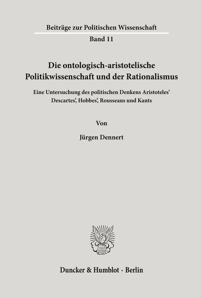 Die Ontologisch-Aristotelische Politikwissenschaft Und Der Rationalismus. Buch-image