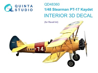 1:48 Stearman Pt-17 Kaydet Printed & colored Interior (Revell) Quinta QD48360
