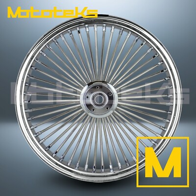 18 18X3.5 FAT SPOKE WHEEL 52 STAINLESS BLACK HARLEY SOFTAIL MODELS FRONT
