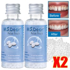 2PCS Tooth Repair Beads Granules Temporary Tooth Glue Reusable False Teeth Tool