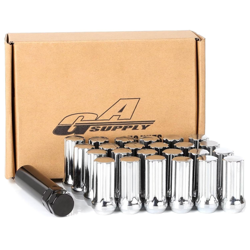 24 Lug Nuts 14x2 Chrome Spline Drive Bulge Acorn 2 Long Ford F150 Expedition