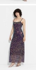 Wild Fable Women’s Sequin Maxi Dress Navy Blue XS
