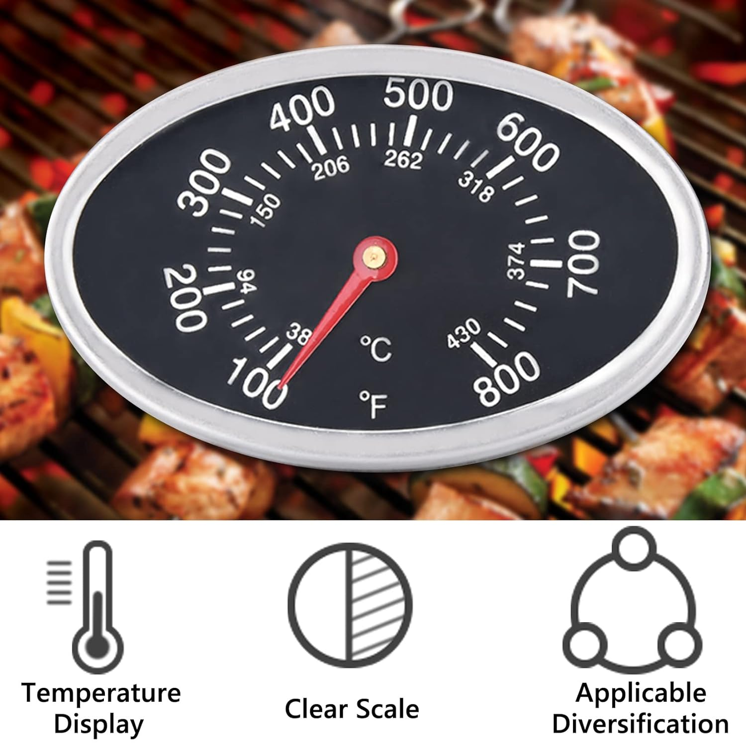 GasSaf Lid Thermometer Temperature Gauge Replacement for Nexgrill Grill