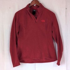 The North Face Red Fleece Long Sleeve Quarter Zip Pullover Size Women's Small