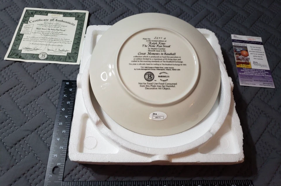 Ralph Kiner Signed LE The Home Run Streak Commemorative Plate HOF 1975 (JSA COA) - Image 4 of 4