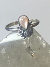 Mother of pearl Ring leaf teardrop southwest pinky sterling silver women girl d