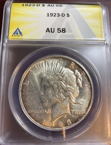 1923-D $1 Peace Silver Dollar ANACS AU 58