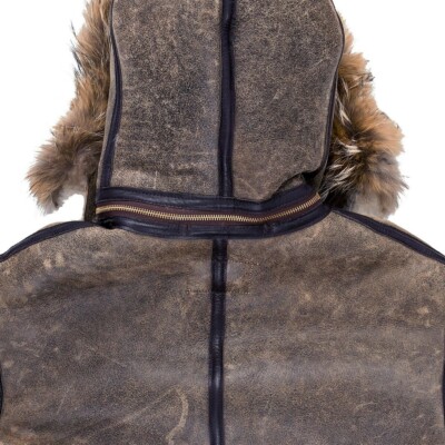 COCKPIT USA B-3 Hooded Sheepskin Bomber Jacket Brown (Long) USA