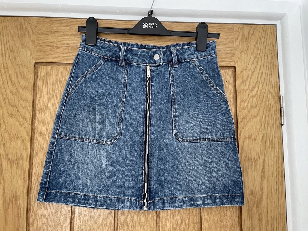 Matalan Denim Mini Skirt Size Zip Front Fully Opening UK