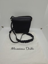 New Massimo Dutti Casual Style Black Leather Crossbody Bag Small