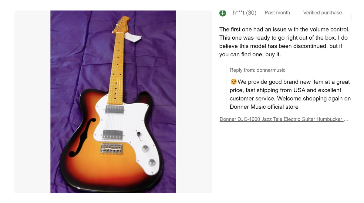 Donner DJC-1000S Beginner Electric Guitar TL Hollow F Hole