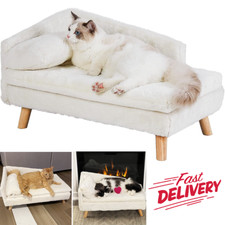 Katzenbett Katzensofa Haustiersofa mit Rückenlehne Plüsch Kissen Relaxsessel L