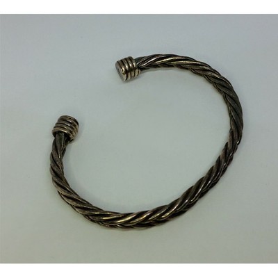 VINTAGE massiv Sterling Silber 925 rustikal Handwerk gedrehtes Seil Manschette Armband
