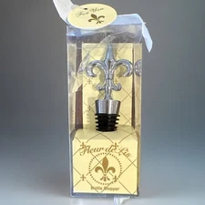 Kate Aspen Bottle Stopper FLEUR DE LIS Lot Of 16 Silver Metal Wedding Favors 4”
