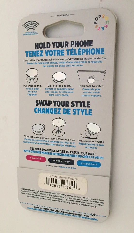 PopSockets PopGrip Expanding Stand and Grip with Swappable Top - White Daisy - Image 3 of 3