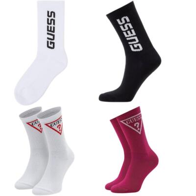Guess V2Gz00Zz00I Erin Damen-Sportsocken mit dreieckigem Logo in weiß rot