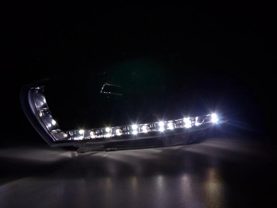 VW Scirocco 2008-14 Black DRL LED Devil Eye Projector Headlights + Height Motors - Image 4 of 4